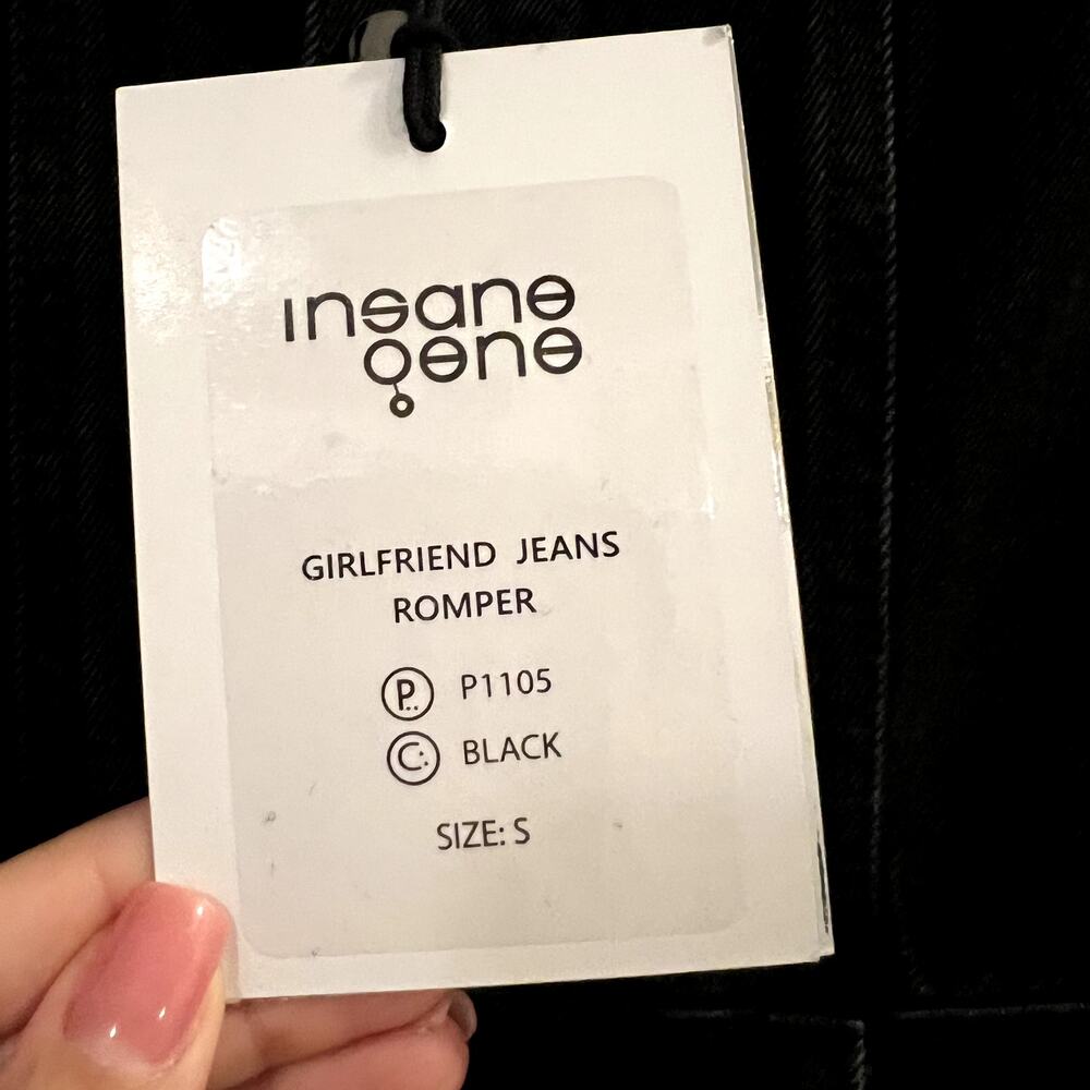 Insane Gene Soda Balloon Sleeve Denim Jumpsuit Black NWT size S - Picture 7 of 8